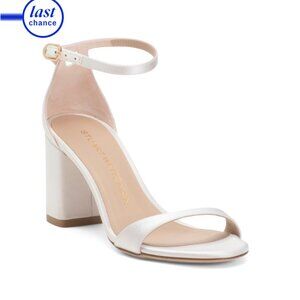 STUART WEITZMAN Cream Made In Spain Nudist Block 75 Sandals